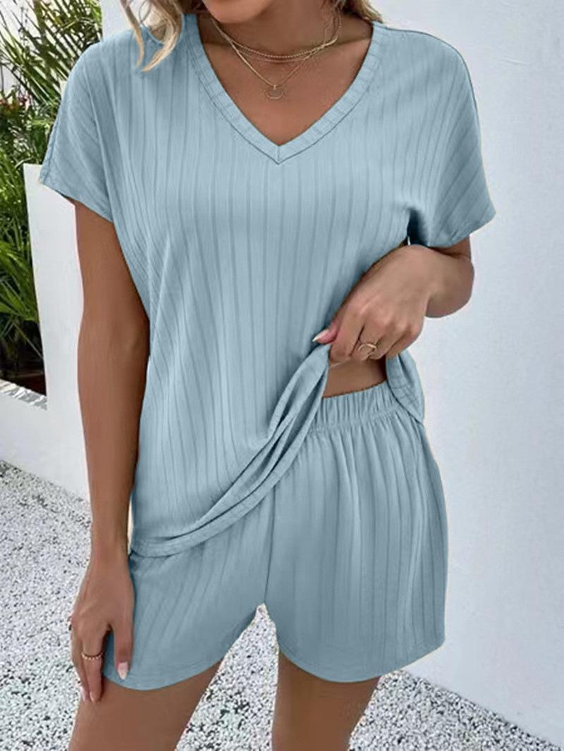 Spring/Summer 2025 Women s Knit Casual Home Two-Piece Set Large светло-синий