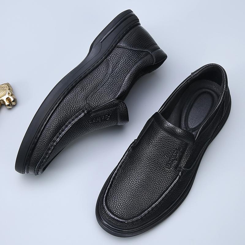The First Layer of Cowhide Men's Shoes Doudou Shoes, New Autumn Soft-soled Non-slip Casual Shoes, Men's Middle-aged and Elderly Leather Shoes, Men's