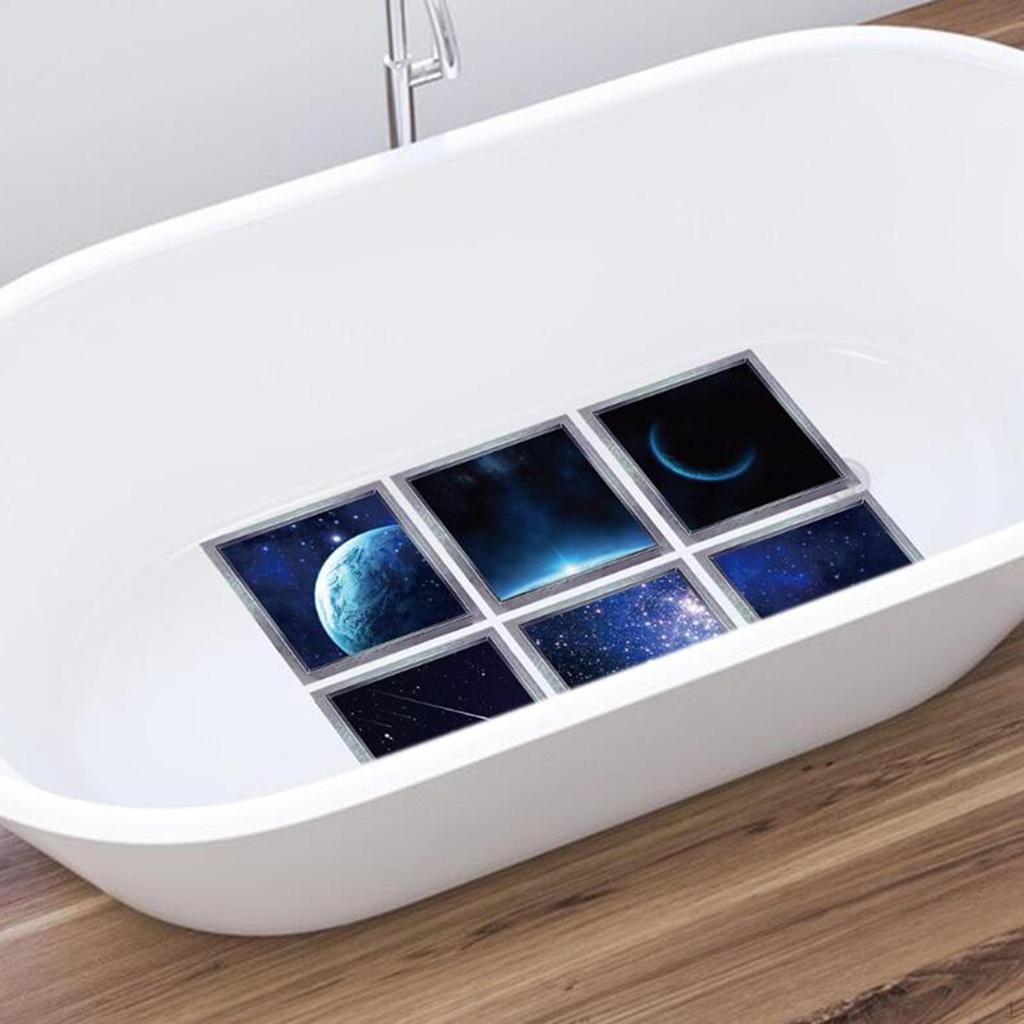 6 Pieces 3D Bathtub Appliques Decals Tub Treads Stickers for Bath Pools