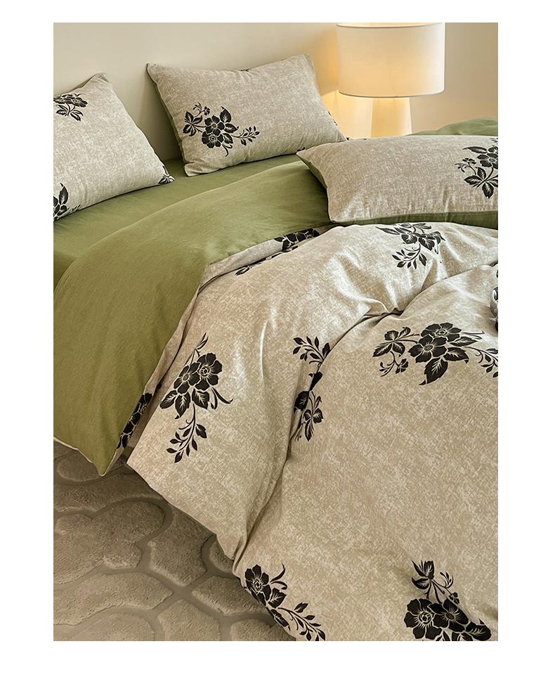 Mei Yun Ge Autumn/Winter Retro Nordic Style 100% Cotton Coarse Thickened Pure Cotton Four-Piece Set