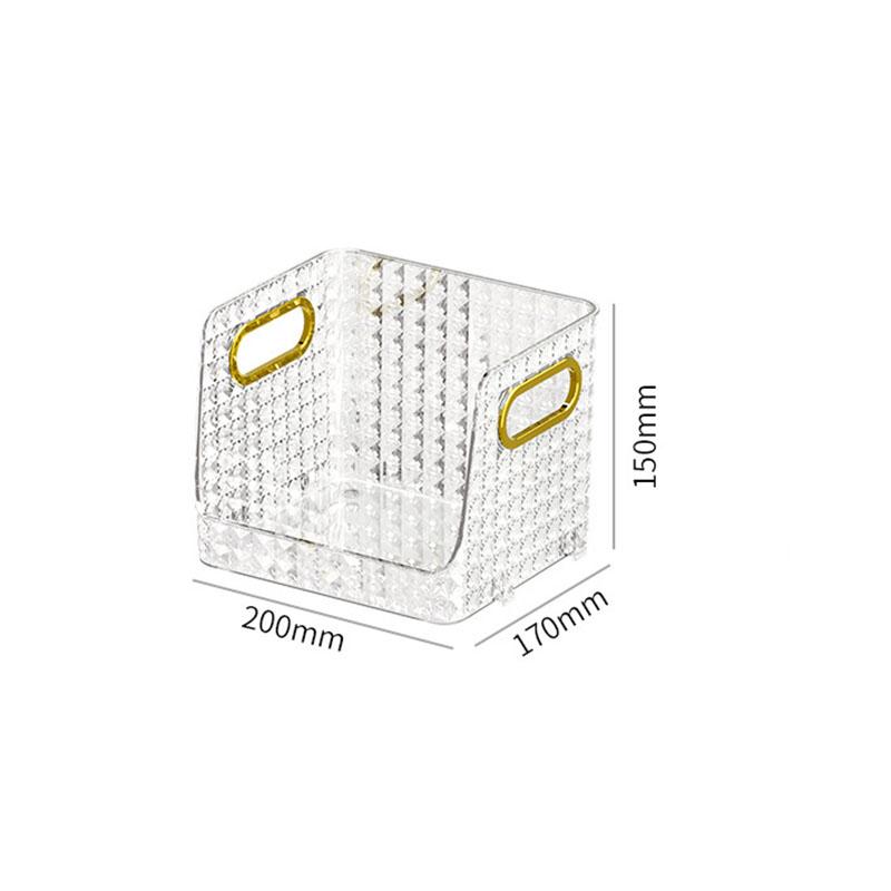 

Корзина для хранения косметики для ванной комнаты, помада, коробка для макияжа, органайзер, контейнер для туалетного столика, прозрачная полоса, позолоченная ручка CHINA