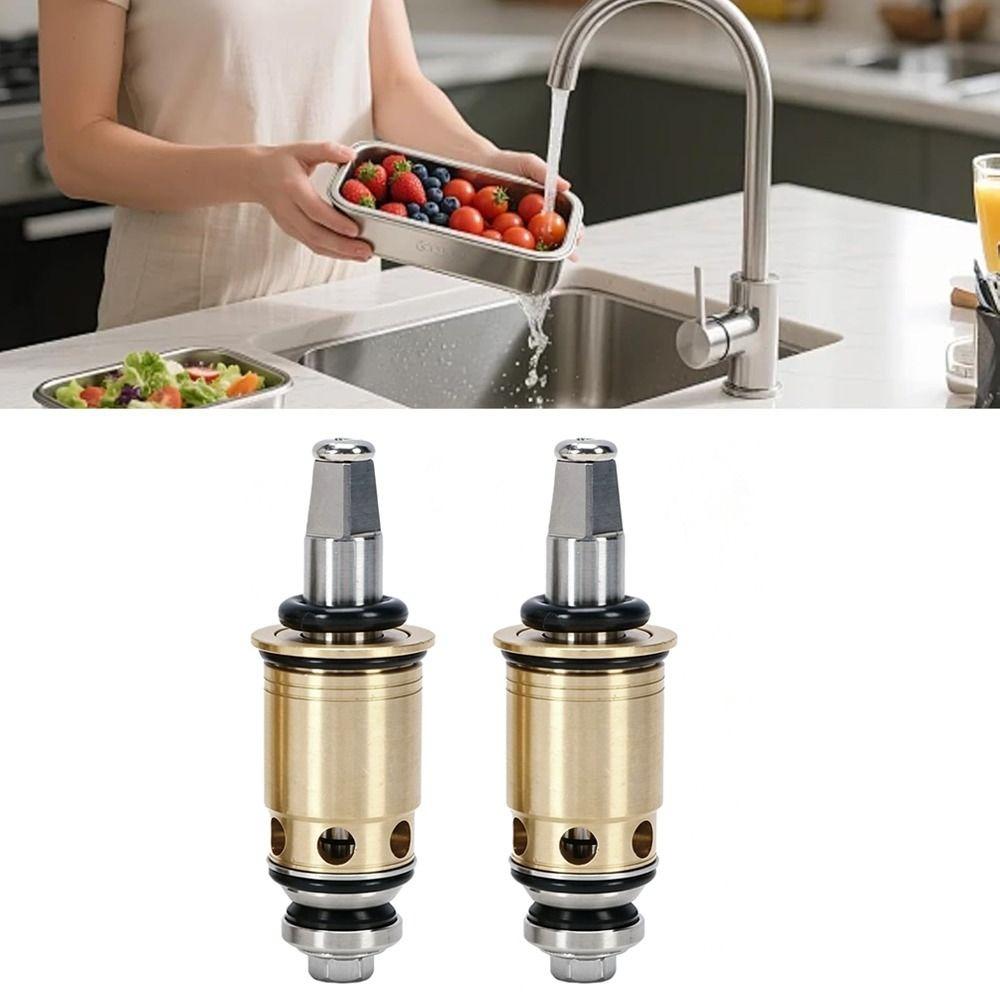 2pcs Set Brass Material Faucet Cartridge Ceramic Water Valve Core Shower Valve Replacement
