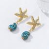 Beach Style Starfish Conch Shell Earrings Women Zinc Alloy Resin Fashion Statement Jewelry