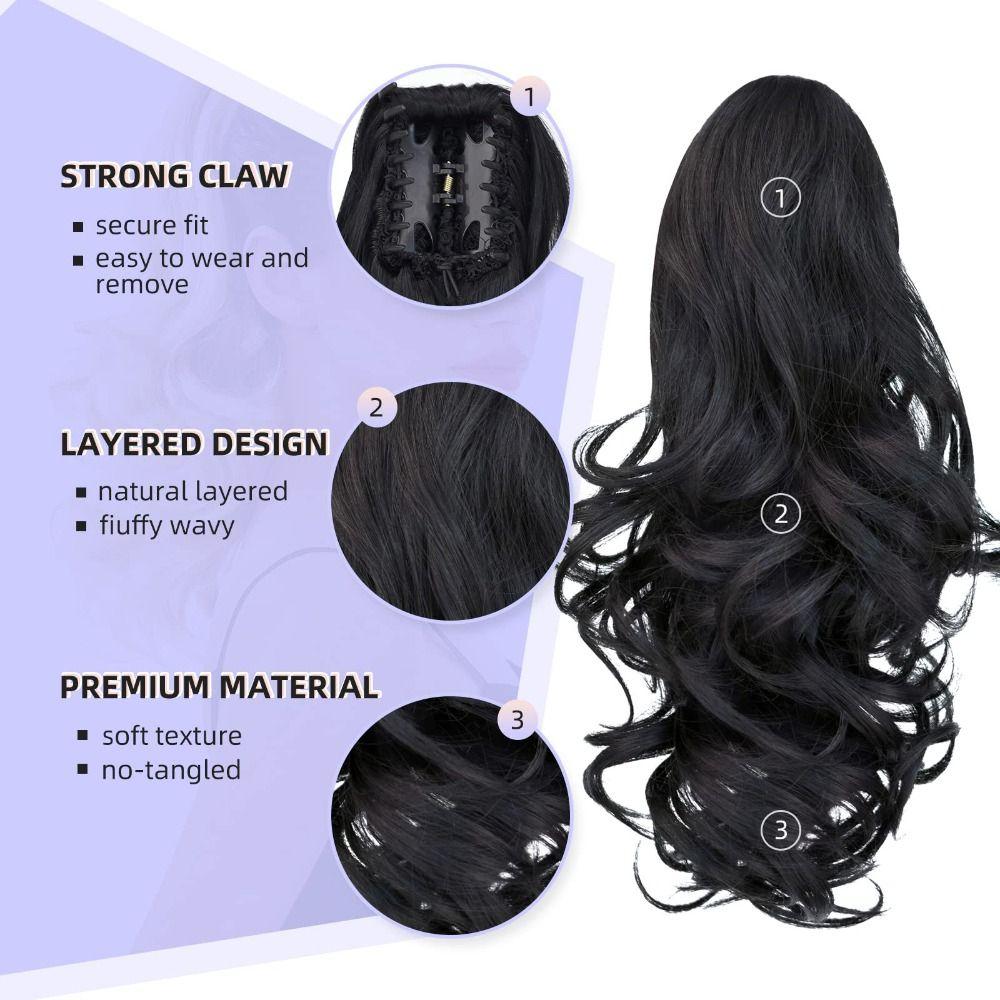 Claw Clip Hair Ponytail Extension Natural Claw Clip Ponytail Extension  Thin Hair Volume