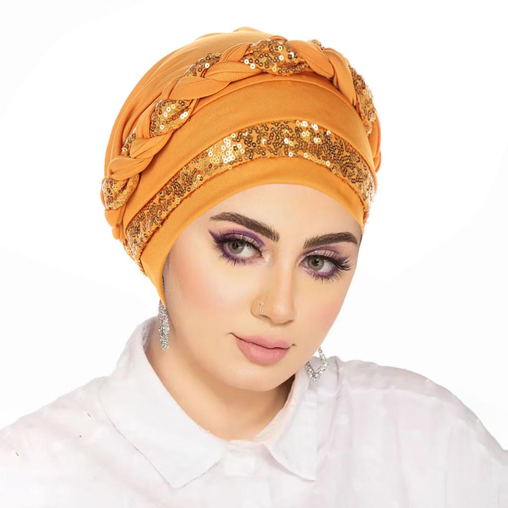 Casual Polyester Knit Headscarf Hat With Embroidered Braid For Autumn Wear