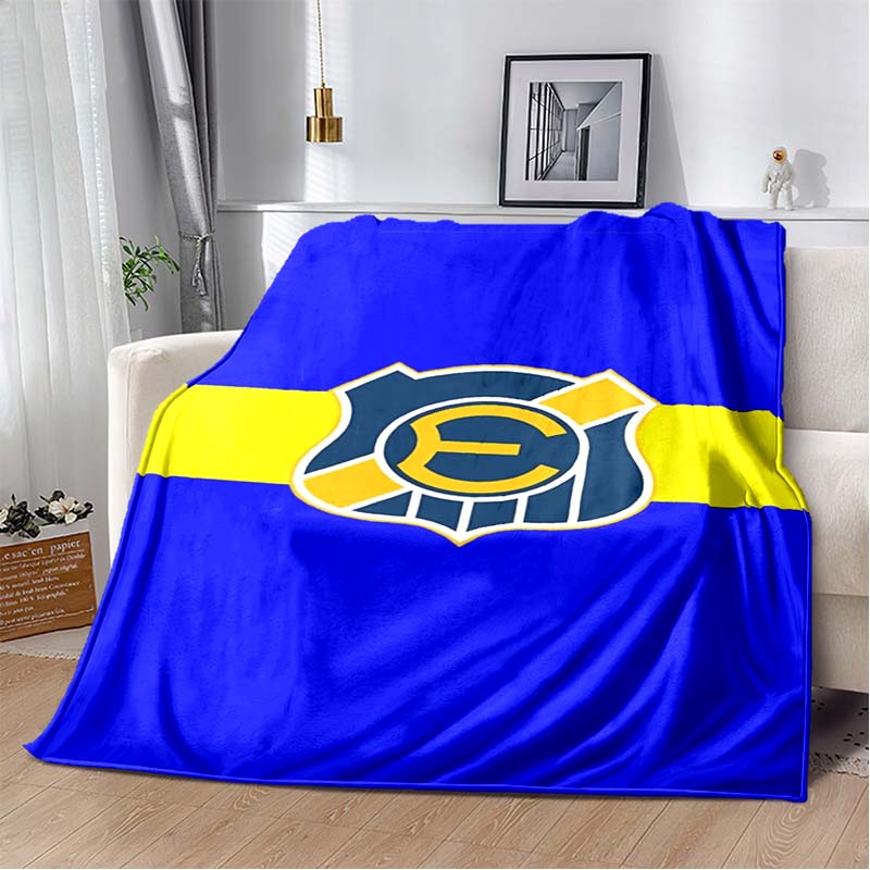 Everton De Viña Del Mar Football Club Player Collage Logo Print Soft Flannel Throw Blanket Blue Yellow Warm Sofa Bed Cover For Soccer Fans