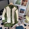 Dimanaf Maglioni Inverno 2024 Cappotto Patchwork Imbottito Bottoni Giacca Lavorata a Maglia Finto Due Pezzi Maglione Largo