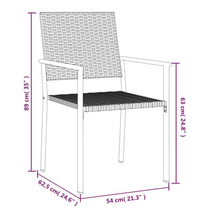 VidaXL Chaises de jardin lot de 2 noir 54x62,5x89 cm résine tressée 364098