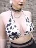 AltGoth Streetwear Y2k Cow Camis Women Dark Gothic Hollow Out Backless Crop Tank Top Harajuku Vintage Sexy Grunge Emo Alt Outfit