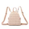 Stroh Gewebter Rucksack Damen Koreanischer Stil Perlen Dekor Leicht Casual Tagesrucksack Kleine Reise Strandtasche