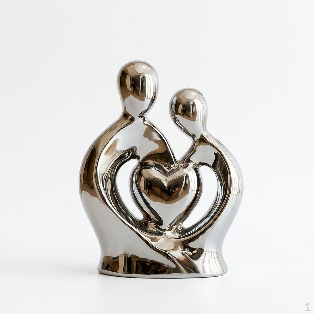 Couple Statue Abstract Sculpture for Home Decor, Romantic Hugging Ceramic Figurine, Modern