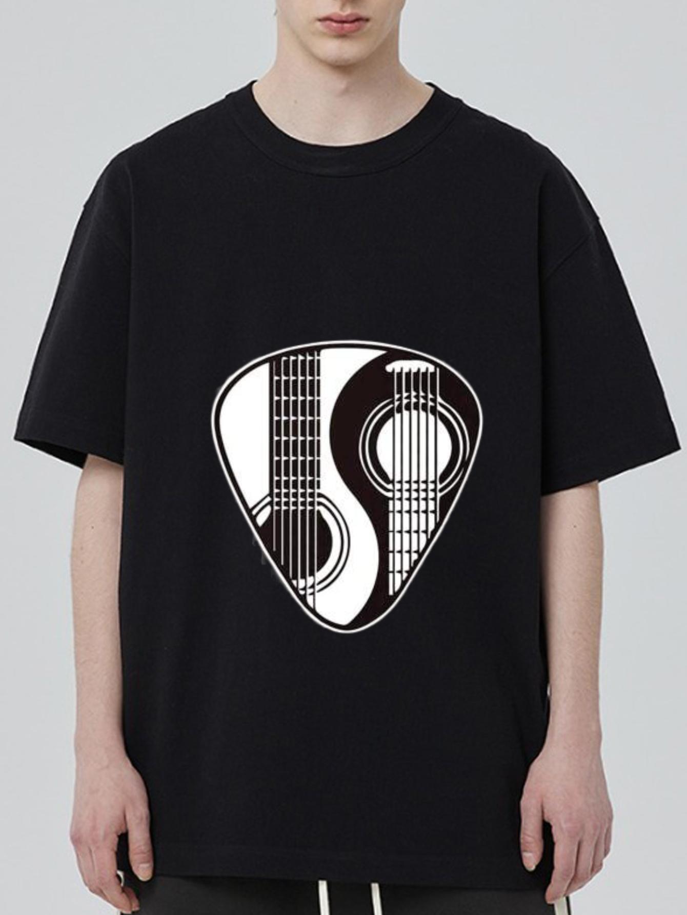 

Черная футболка с дизайном медиатора, вдохновленная музыкой, повседневная одежда для мужчин и женщин, уличная мода, эффектный топ XXXXL чёрный