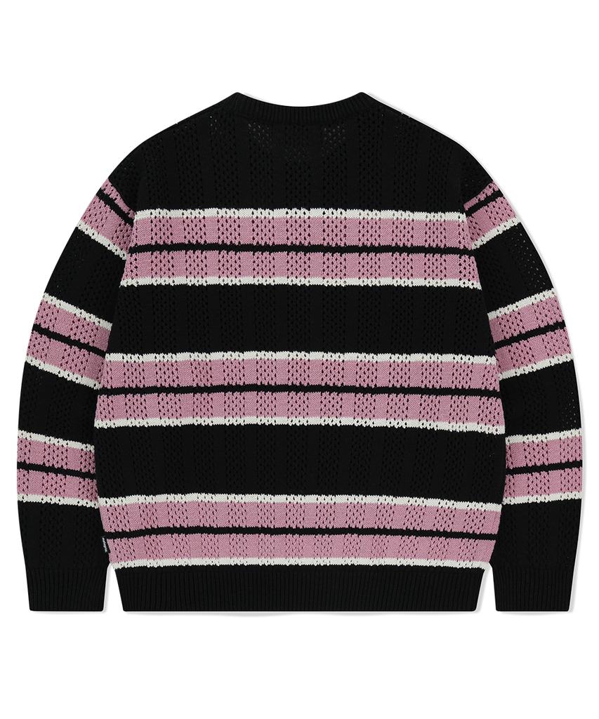 MAHAGRID Mesh Stripe Knit Black(Mg2Fsmk611A)
