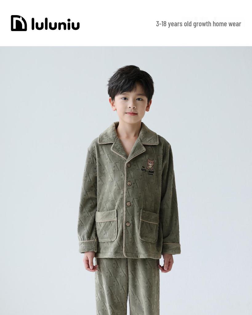 Boys' Thick Fleece Pajamas - Autumn/Winter 2025 Collection