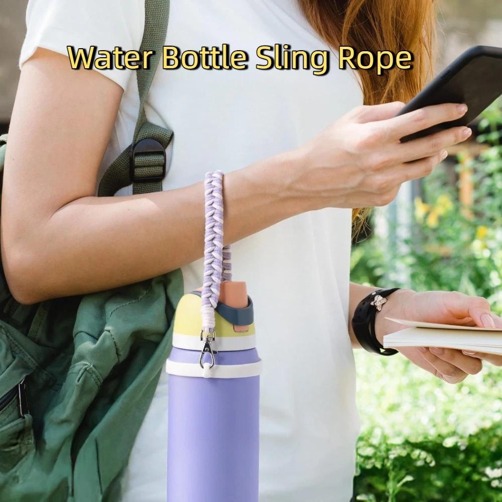 Stretchable Hand-woven Water Bottle Sling Rope Silicone Ring Water Cup Holder Walking