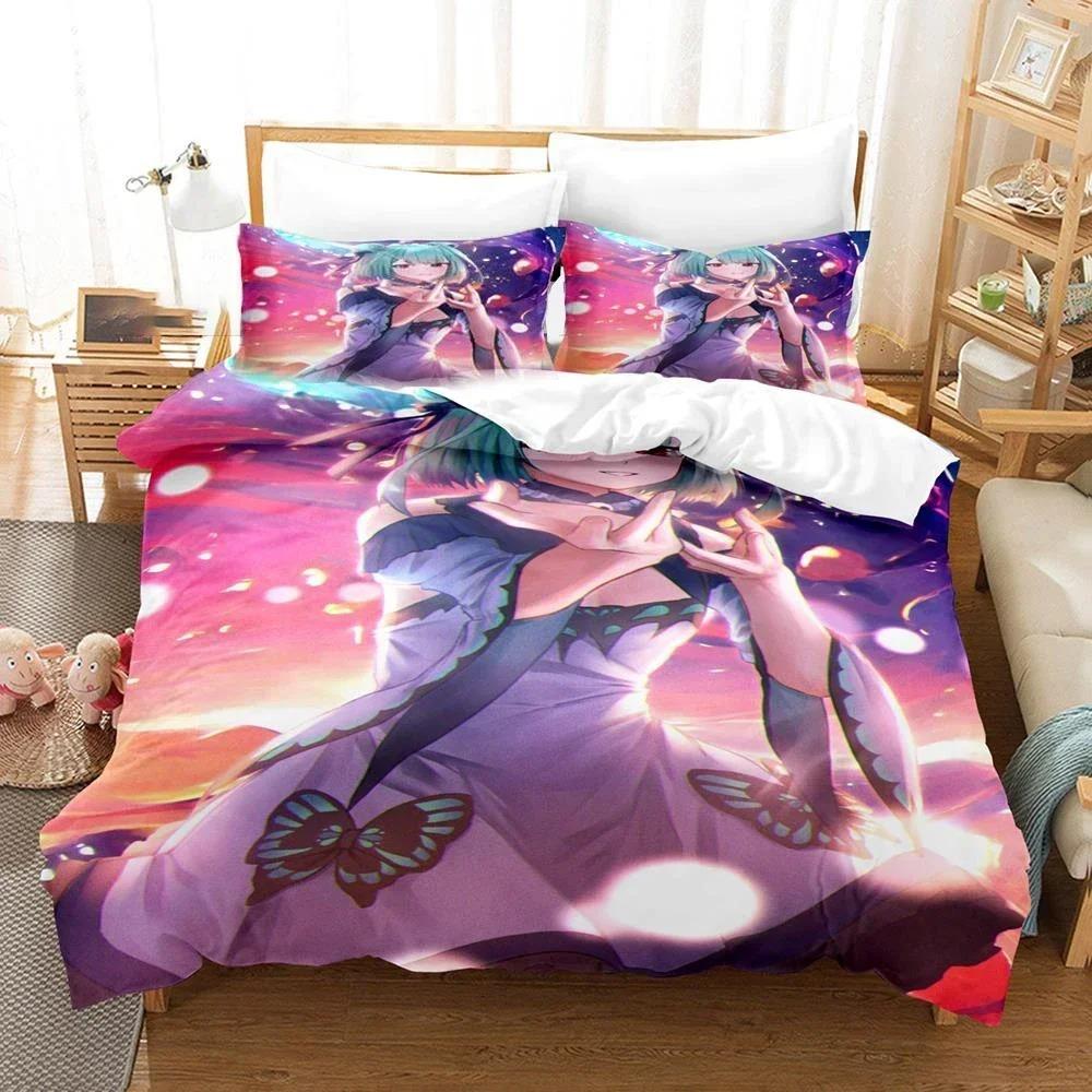 Comforter 3D Print Uruha Rushia Hololive Butterfly Girl Bedding Set Bedroom Soft Modern S Comefortable