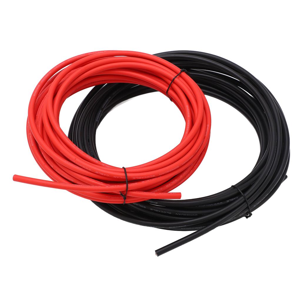 2 Pcs Solar Panel Wire XLPE Sleeve Tinned Copper Dual Insulation Temperature Resistance Solar PV Cable 6mm² 20m 65.6ft