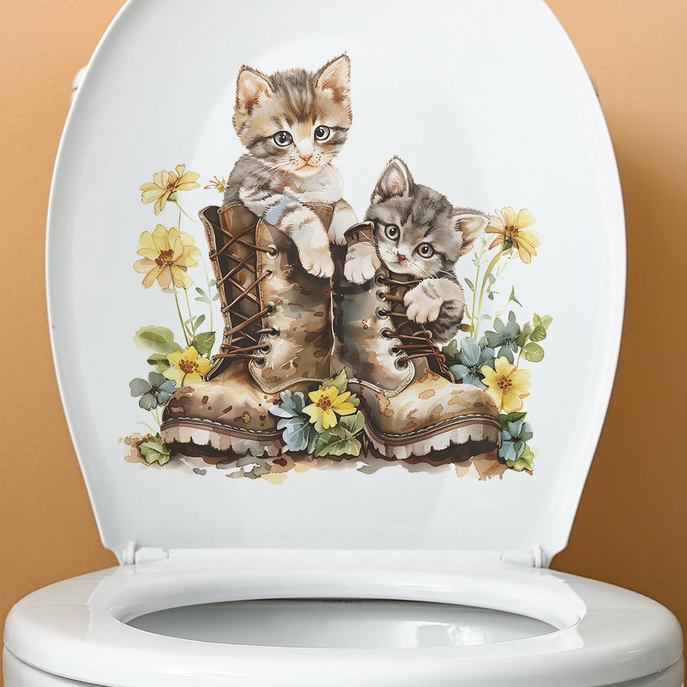 Fun-m148 Shoes Cat Sunflower Toilet with Bathroom Bathroom Decorative Wall Sticker