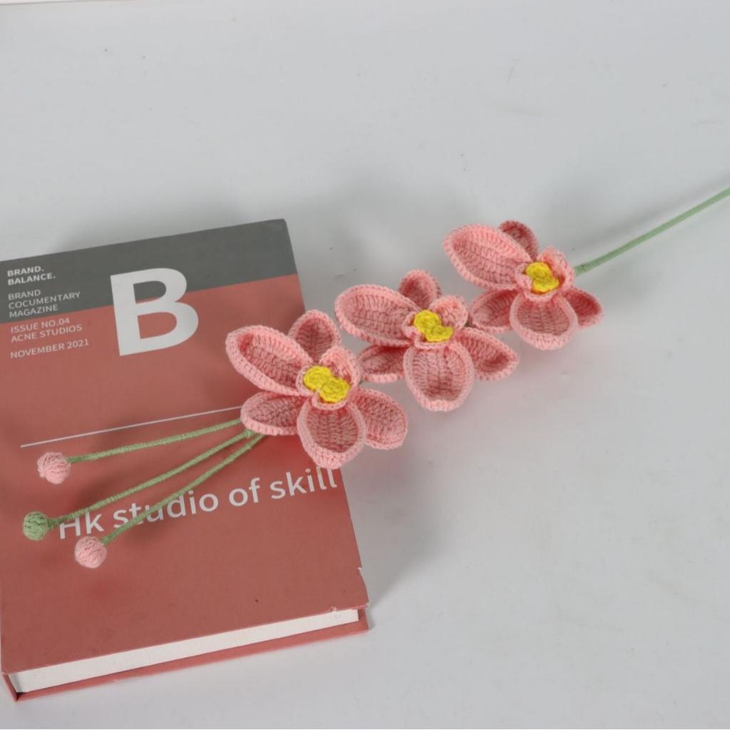 Lovely Phalaenopsis Crochet Flowers Knit Flowers Artificial Plant Table Decoration Wedding Decor Friends' Gift