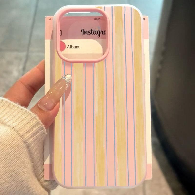 Stylish Yellow Striped Candy Color 2 In 1 Soft Phone Case For Xiaomi Redmi Note 14 13 12 11 Pro Plus 5G 10 Redmi 14C 13C 4G
