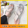 Bow Rhinestone Sandals Versatile Temperament Women's Sandals Women's Fashion Wear Sandals 2025 Summer and Autumn New