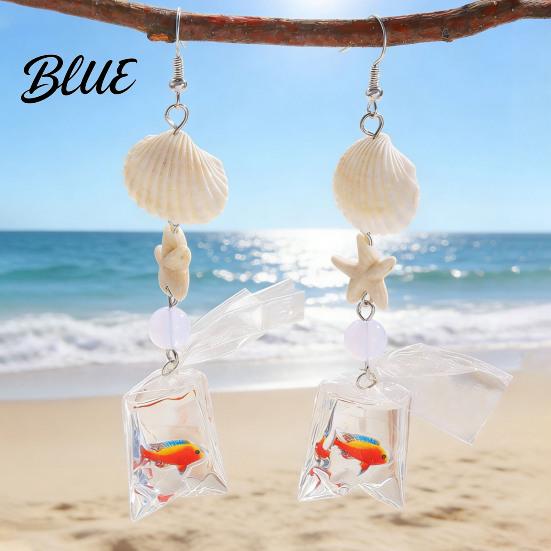 Lightweight Earrings 1 Pair Tropical Fish Bag Dangle Ocean Beach