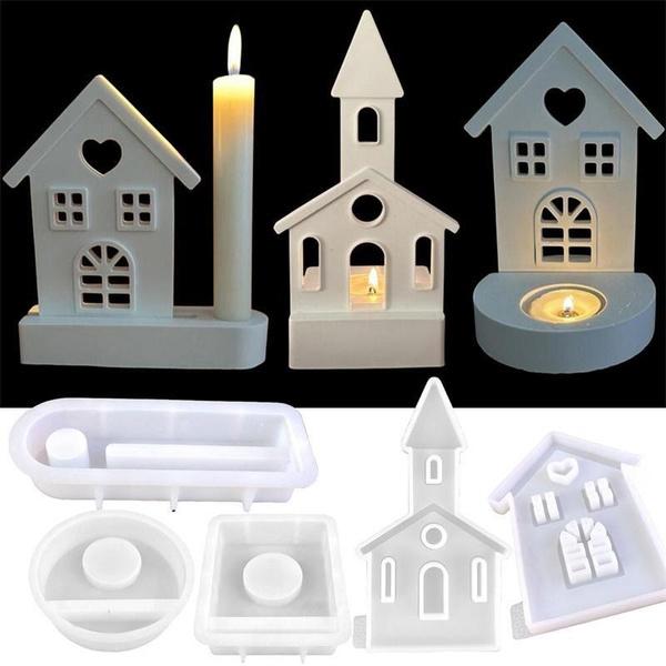 Soporte decorativo para molde de inserción de conejo doméstico, molde para adorno decorativo de casa castillo DIY, molde de silicona DIY