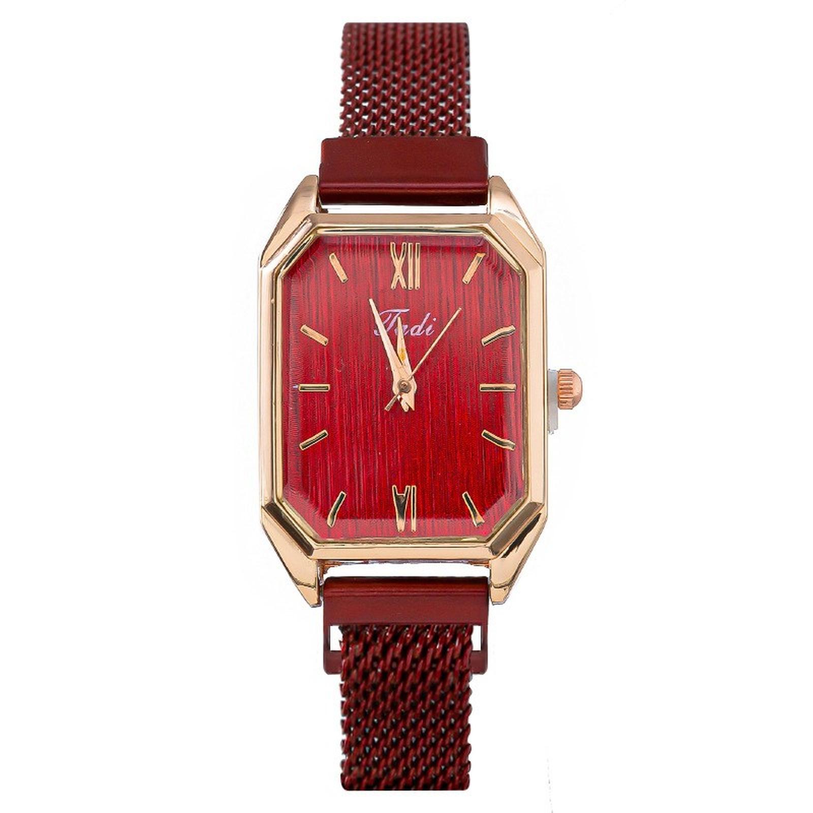 

Женские модные кожаные часы One Size красный