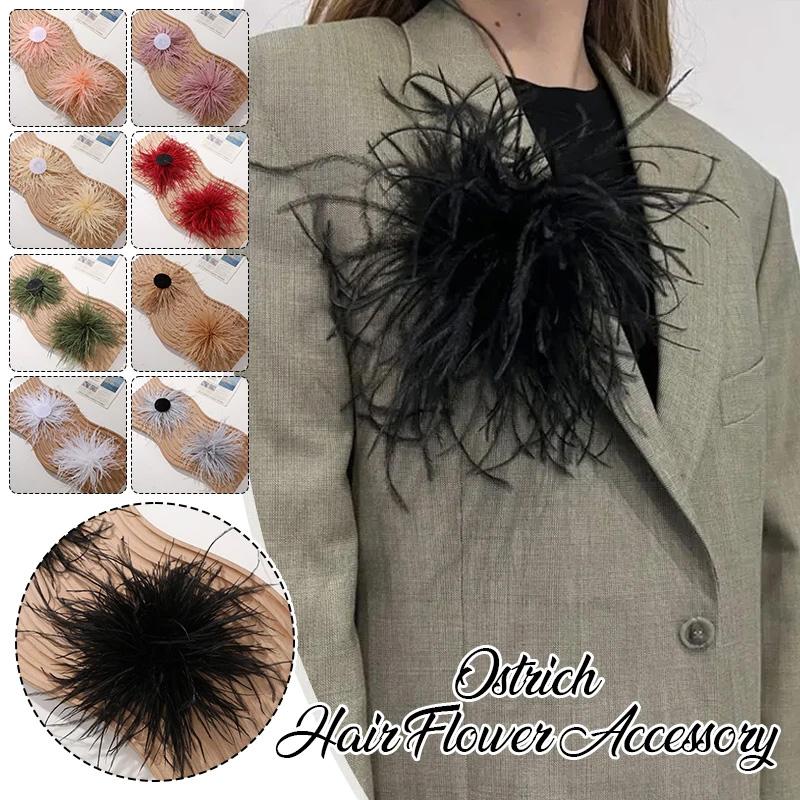 1Pc Feather Headwear Fashion Bridal Hairband Exquisite Ostrich Feathers Brooch Pin DIY Clothing Accessories Ostrich Feather