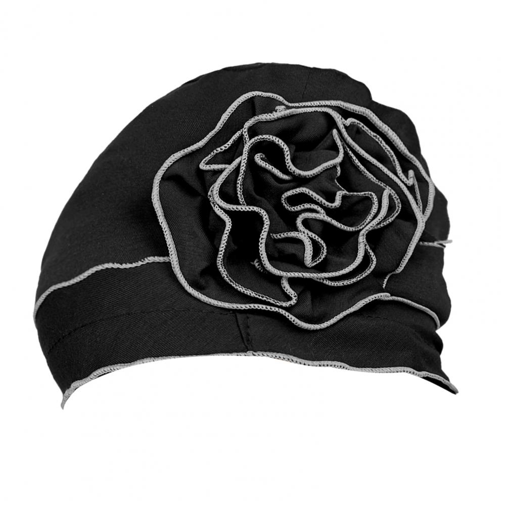 

Химиотерапевтические головные уборы для женщин с потерей волос Эластичные шапочки для химиотерапии с цветком Многофункциональная дышащая шапочка для сна на открытом воздухе One Size чёрный