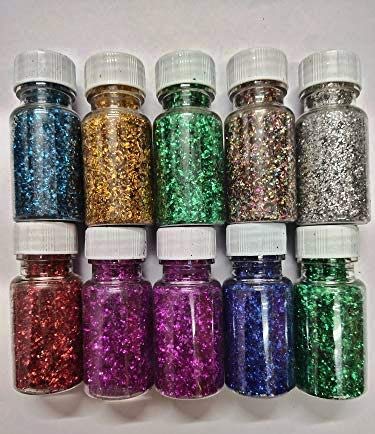 Eclet Fine Glitter for Resin, Set of 12 Colors, LEOBRO Extra Fine Resin Glitter Powder, Nail Glitter, Assorted Craft Glitter for Epoxy Resin Art, B