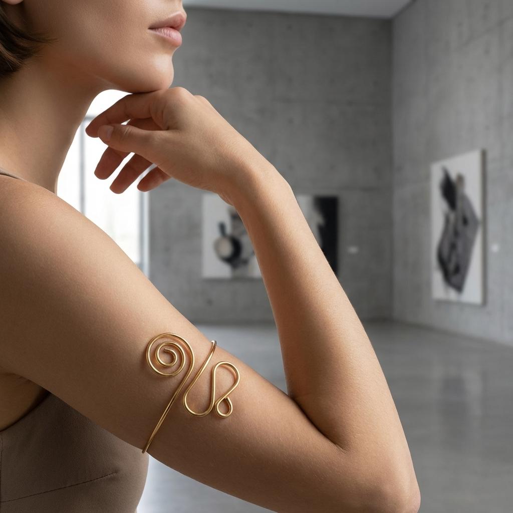 Simple Wrapped Arm Cuff Fashion Spiral Thread Open Arm Cuff Trendy Fashion Gift Daily Accessory