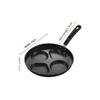 Non Stick 3 4 Hole Egg Frying Pan Wooden Handle Multi Section Skillet for Home Breakfast or Burger Making