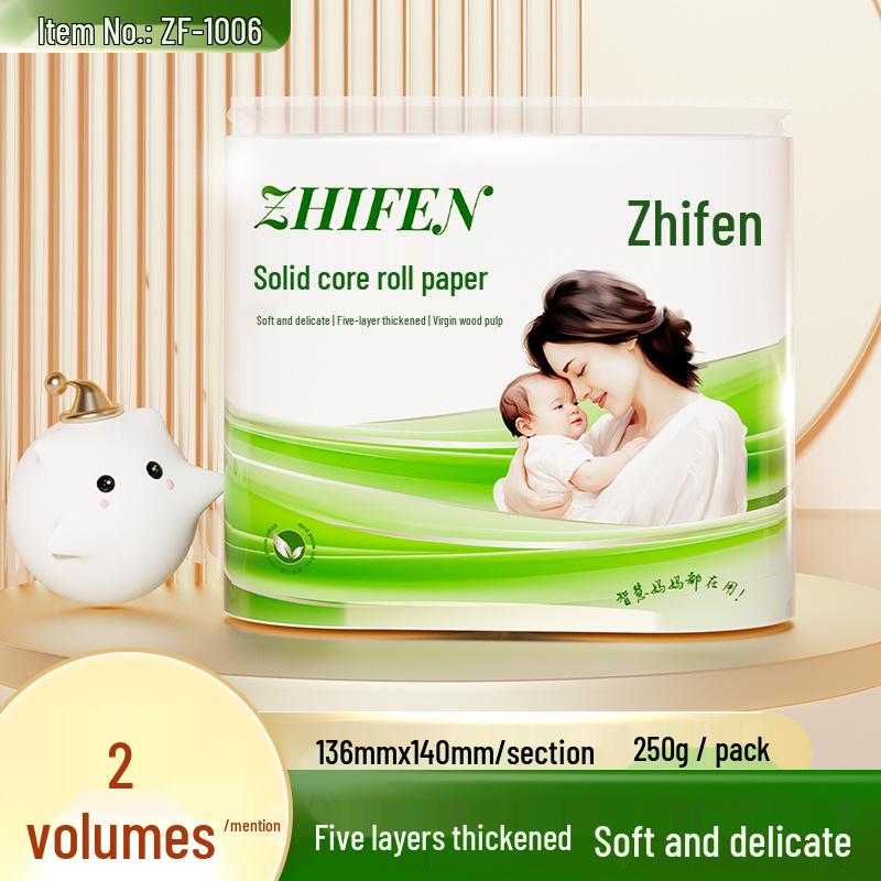 Thickened Coreless 5-Ply Toilet Paper for Women  Babies, Imported Wood Pulp, 2 Rolls, 125g Each 2 rolls
