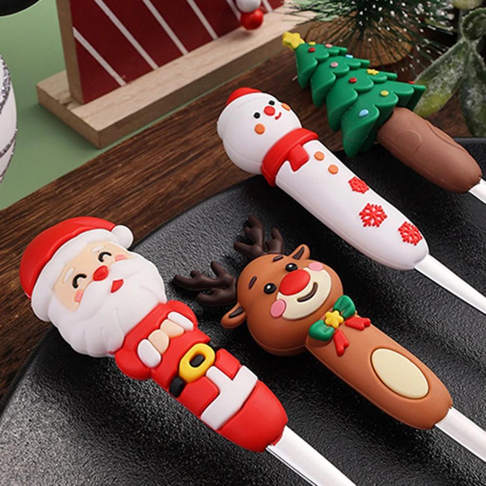 4Pcs Christmas Spoons with Gift Box Stainless Steel Stirring Spoon Tea Coffee Spoon with Christmas Pendant for Xmas Party