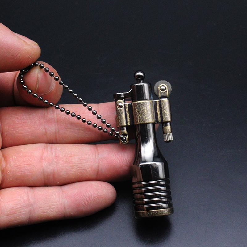 Retro Torch Lighter Grinding Wheel Oil Lighter Key Chain Metal Cigarette Lighter
