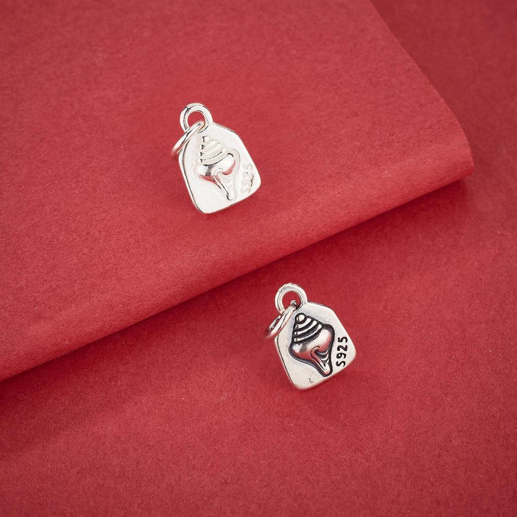 S925 Sterling Silver Conch Pendant Tibetan Whelk Charm for DIY Bracelets, Necklaces, and Jewelry Accessories