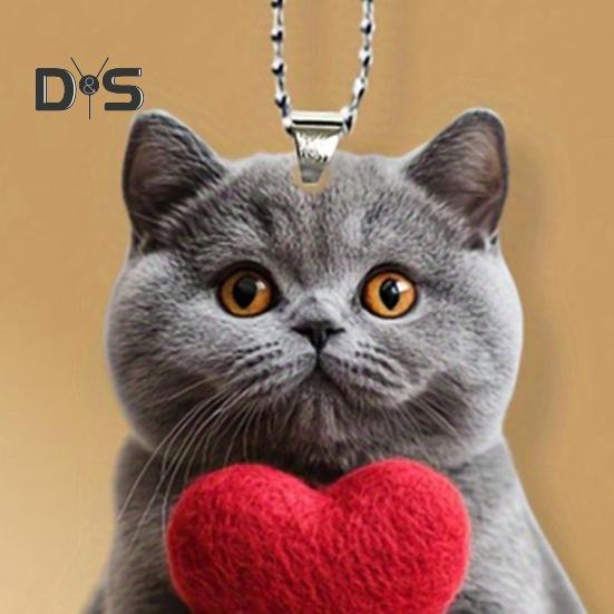 Acrylic Cat Pendant Hanging Decoration with Lanyard Easy To Hang Rearview Mirror Ornament 2D Decorative Car Accessory