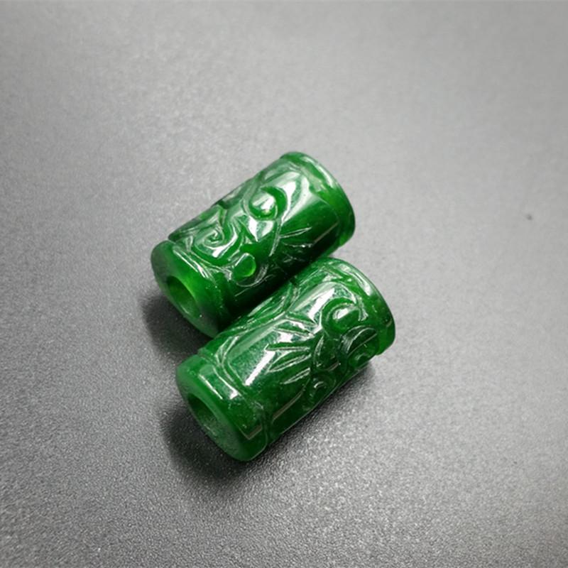 New Dry Green Iron Dragon Life Carved Emerald Tube Beads DIY Accessories Approx. 12*20 mm зелёный