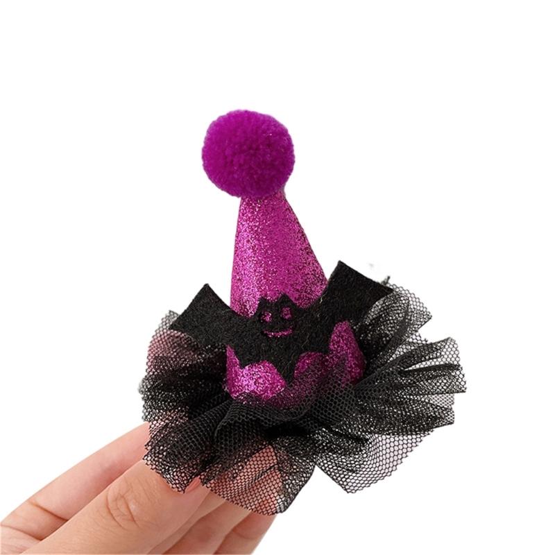 

Halloween Cute Lace Ribbon Hair Clip Glitter Mini Cone Hat Cute Hair Catch Hair Clip Masquerade Photo Props