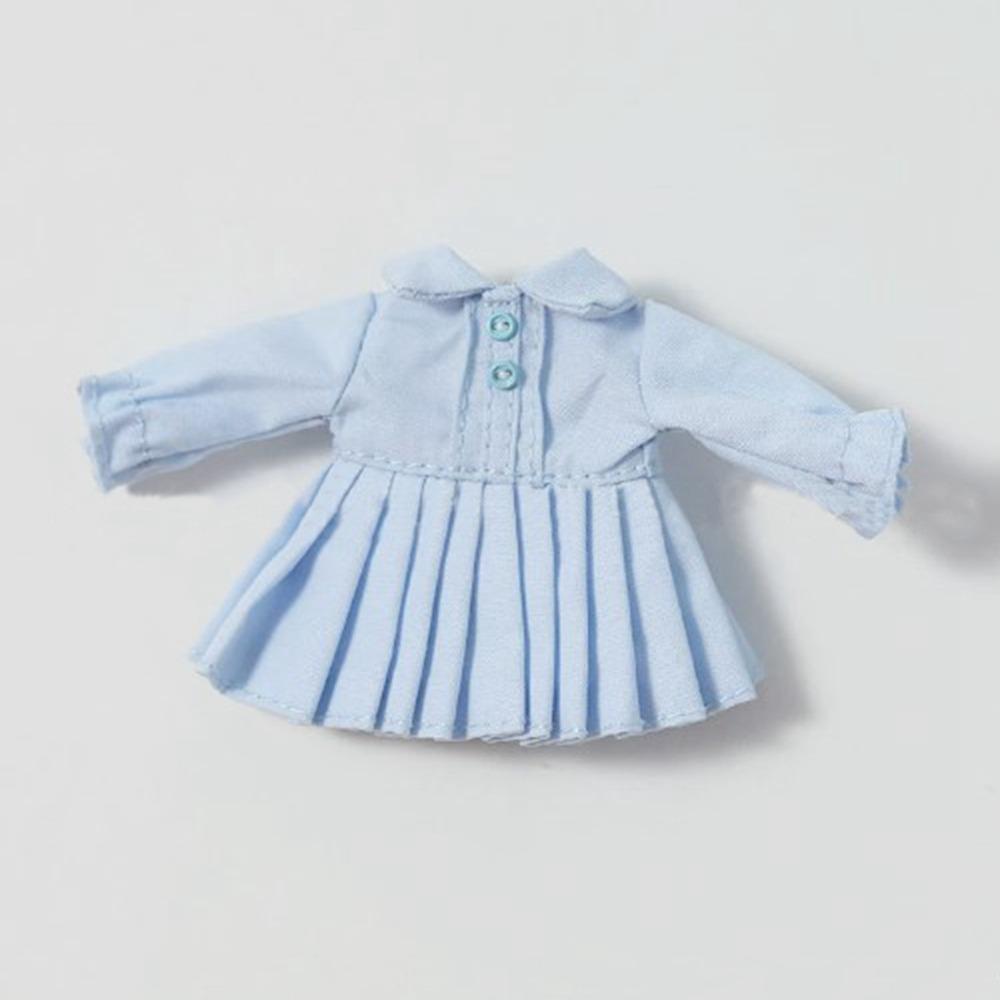 Handmade Doll Pleated Skirt Lapel Collar Jeans Dresses for 1/11 OB11 Dolls for 1/12 BJD Dolls