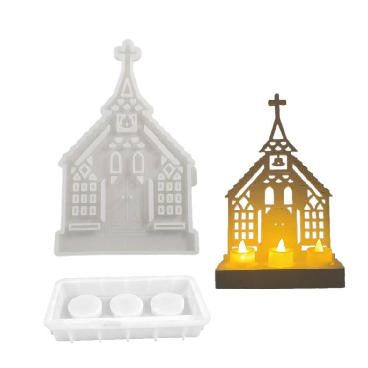 Candle Base Gypsum Moulds Personalized Candle Holder Molds Church Shaped Plug-in Ornament Mould Practical Jewelry Tool 1