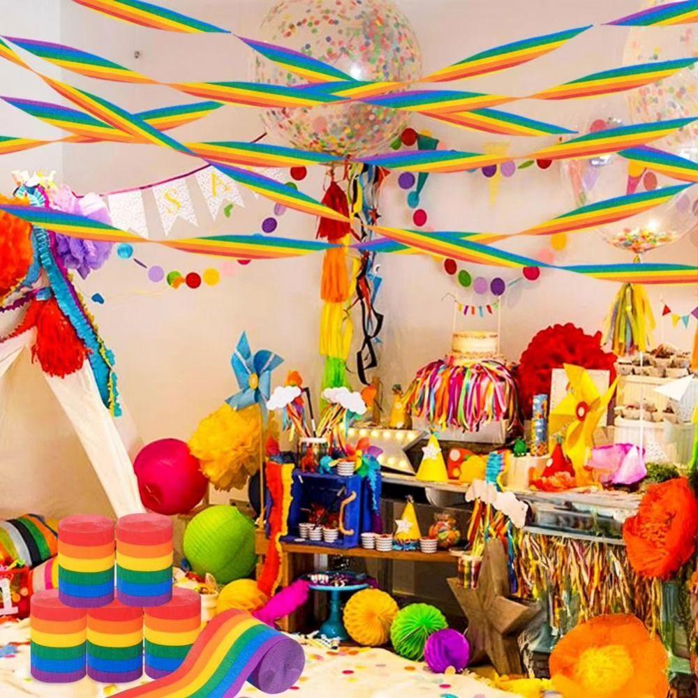10Rolls Vibrant Colors Rainbow Crepe Paper DIY Decoration Crepe Paper Streamers  Ceremony Decoration