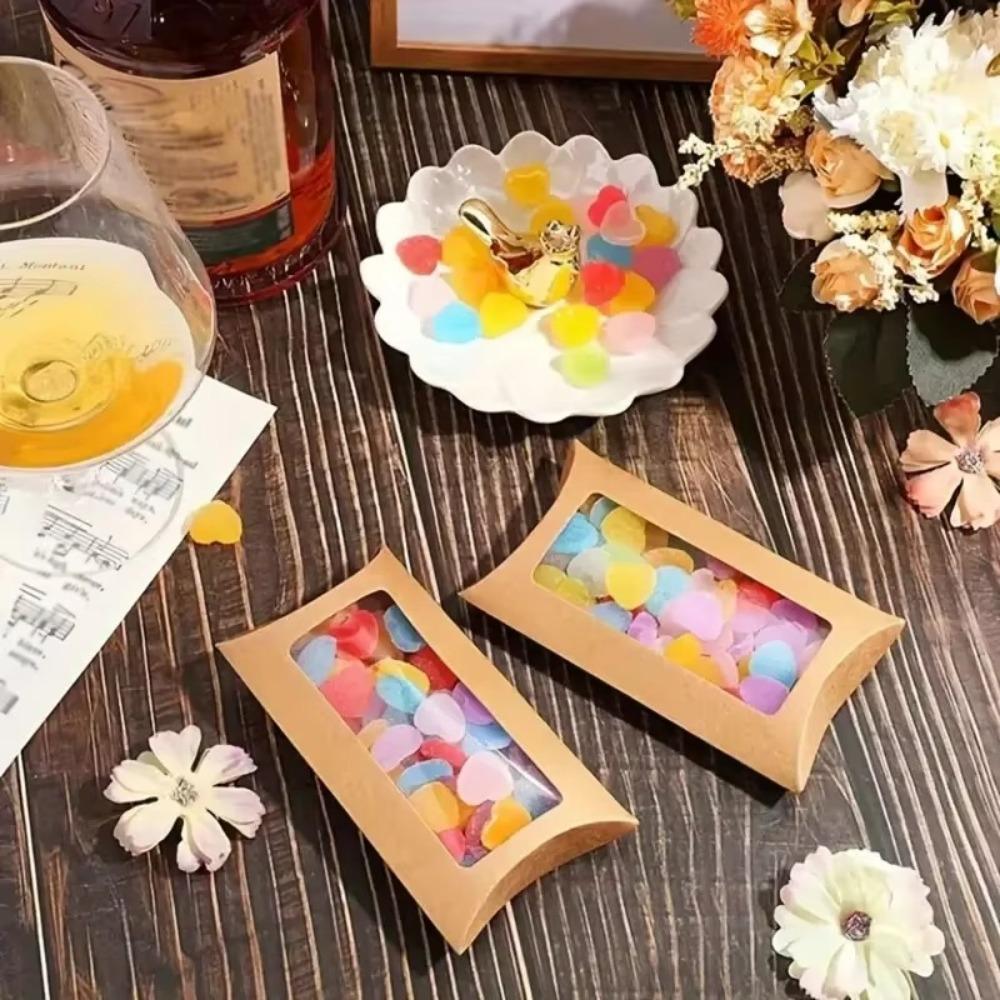 10pcs Kraft Paper Gift Folding Paper Box Wedding Favor Box  Wedding Birthday Party Supplies