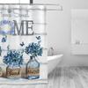 Tijuboni Farmhouse Hydrangea Shower Curtain Blue Flower Shower Curtains for Neutral Country Floral Bathroom Decor Rustic Shower