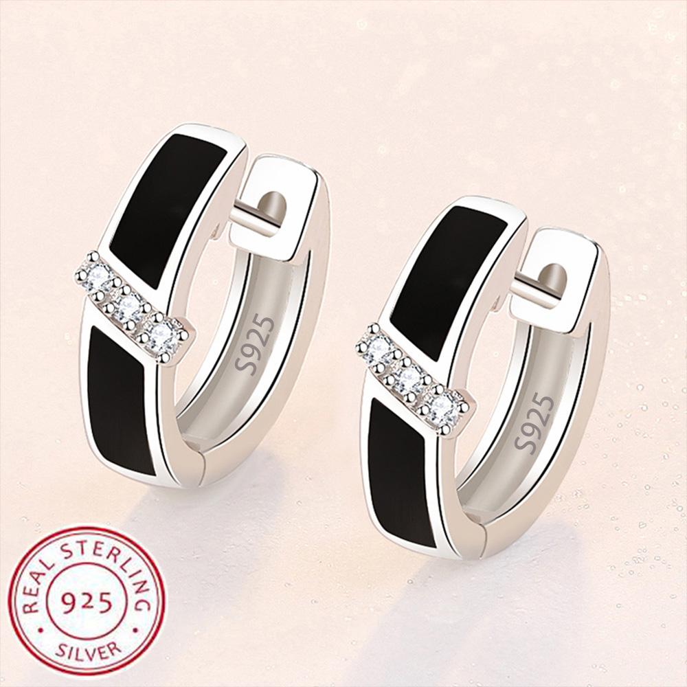 

High-quality 925 Sterling Silver Earrings Luxury 10mm Circle Zircon Hoop Earring for Grils Woman Wedding Party Jewelry Gifts