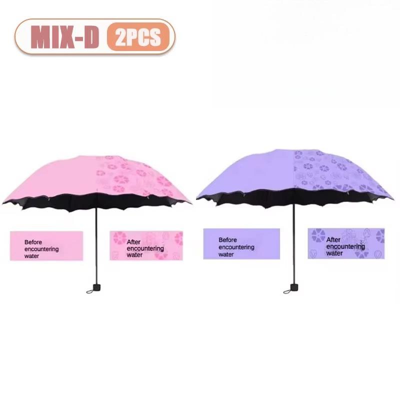 1/2PCS Portable Water Flowering Umbrella Manual Open UV Protection Sun Rain Dual Use Parasol Black Coating Creative Design