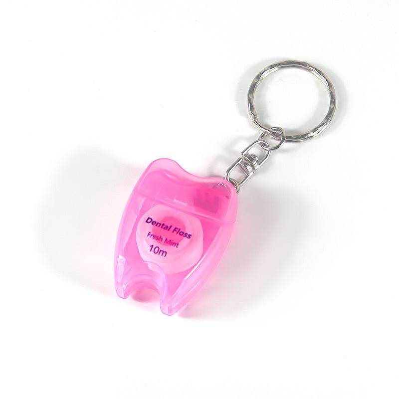Mint-flavoured Waxed Toothpick-shaped Keyring Dental Floss Roll