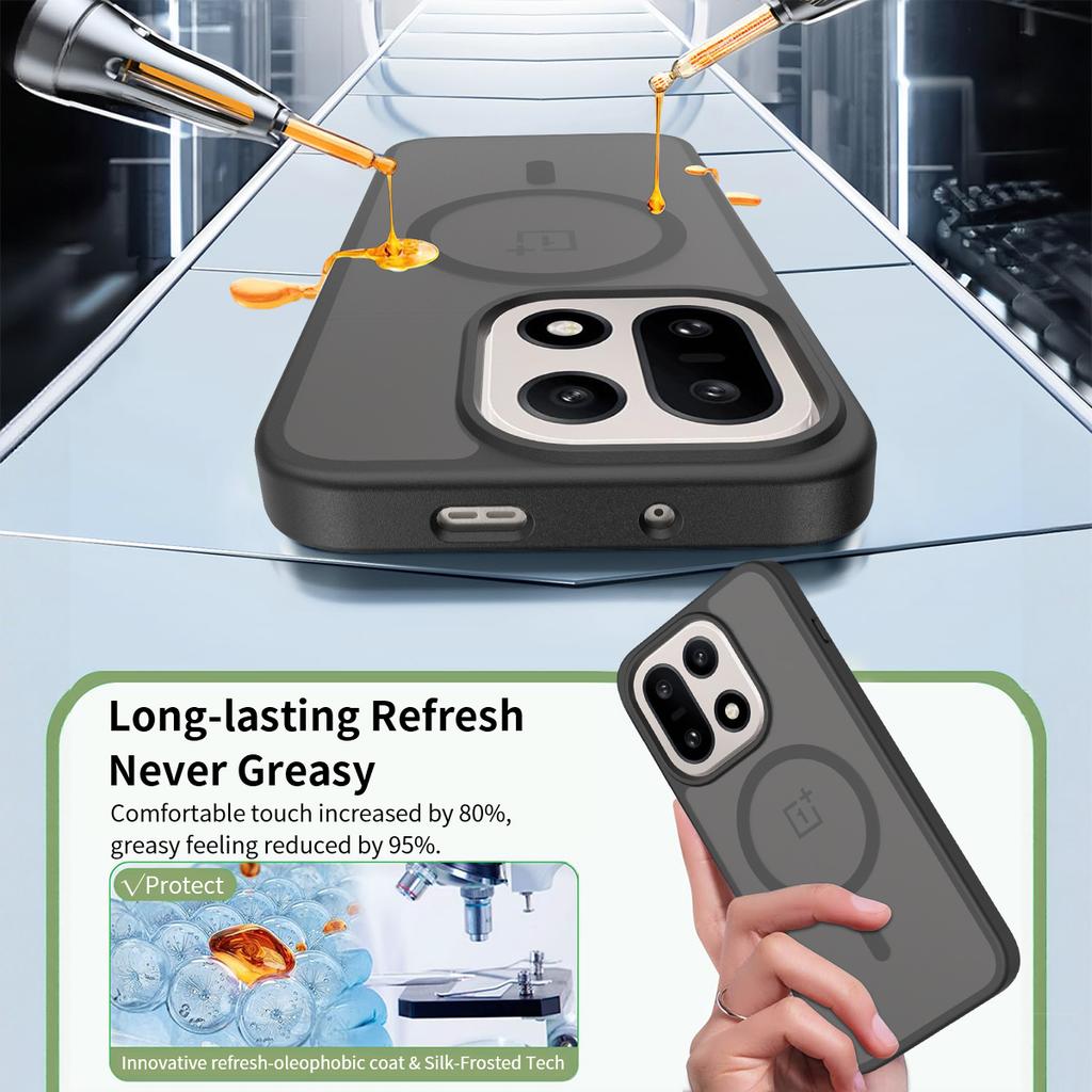 Skin Feel Magnetic Phone Case For OnePlus 15 5G 6.78 Inches Magsafe Wireless Charging TPU Frame Hard Plastic Back Cover Fundas