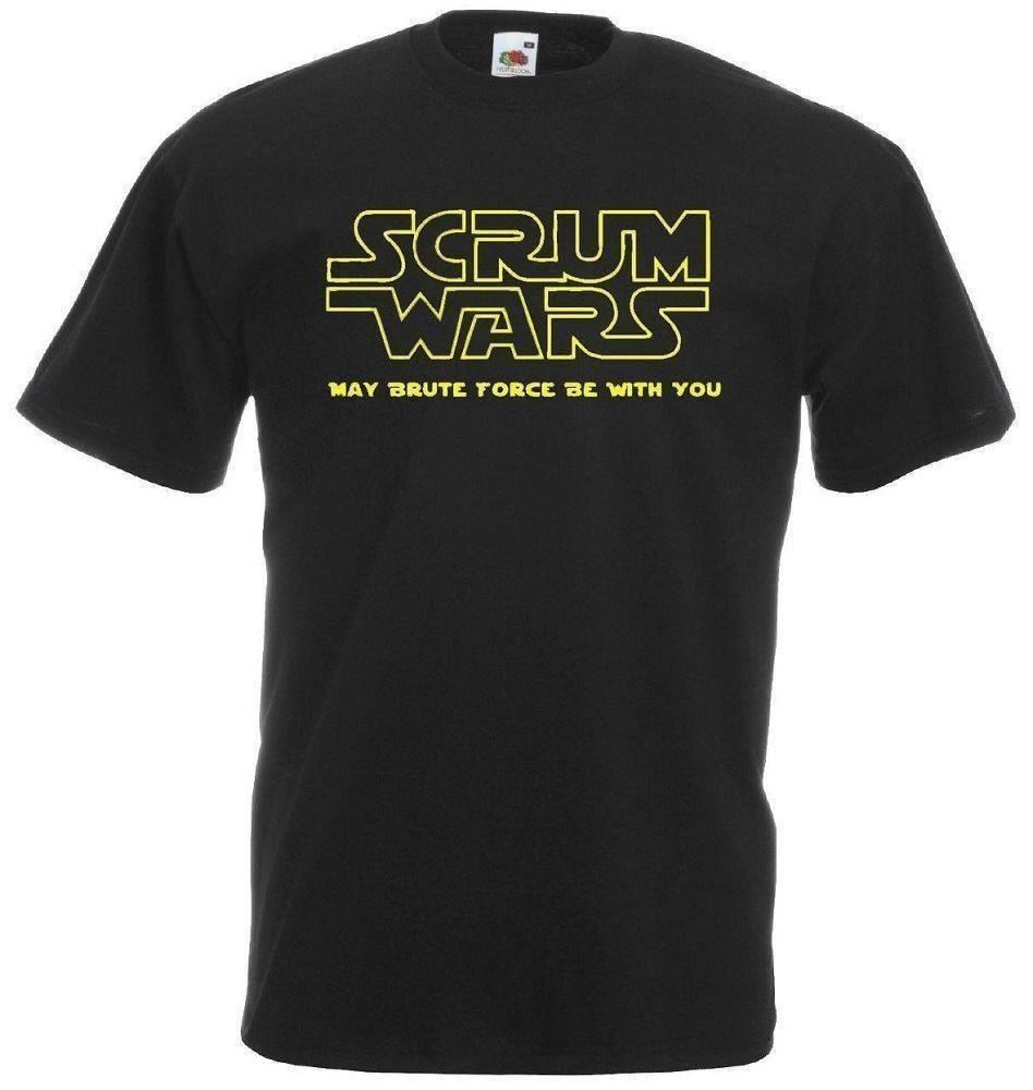 Adults Scrum Wars Rugby All Nations Galaxy Wars Spoof Unisex Black TShirt 2XL